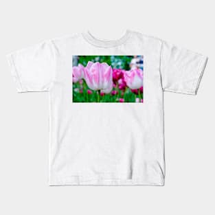 Pink tulips closeup Kids T-Shirt